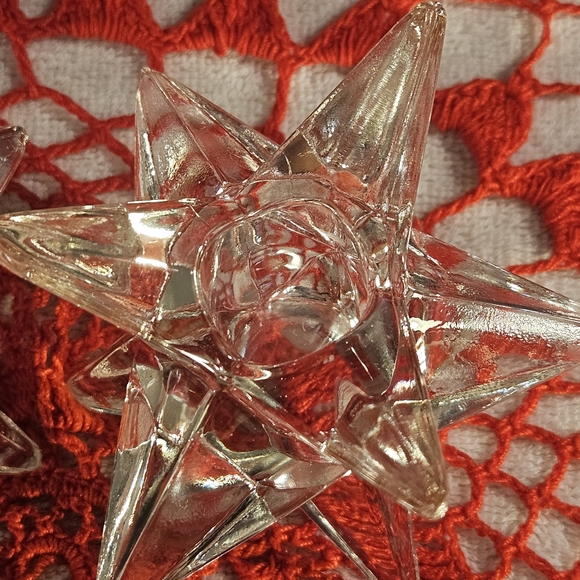 Vintage Set of Two Rosenthal Studio Lead Crystal Diamond Star Candle Holders - Picture 6 of 9